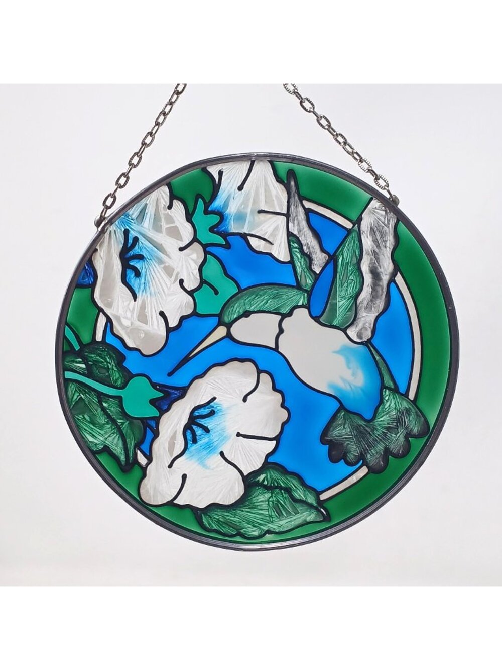 Hummingbird Stained Glass Sun Catcher W/ Chain Window Hanging Decor 4.5" #WS-2
